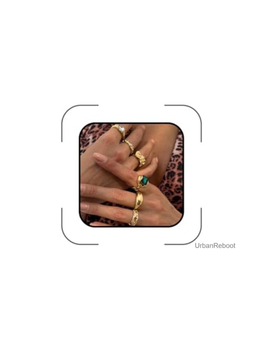 Stacking Statement Rings Set for Women Irregular Hammered Crystal Open Finger